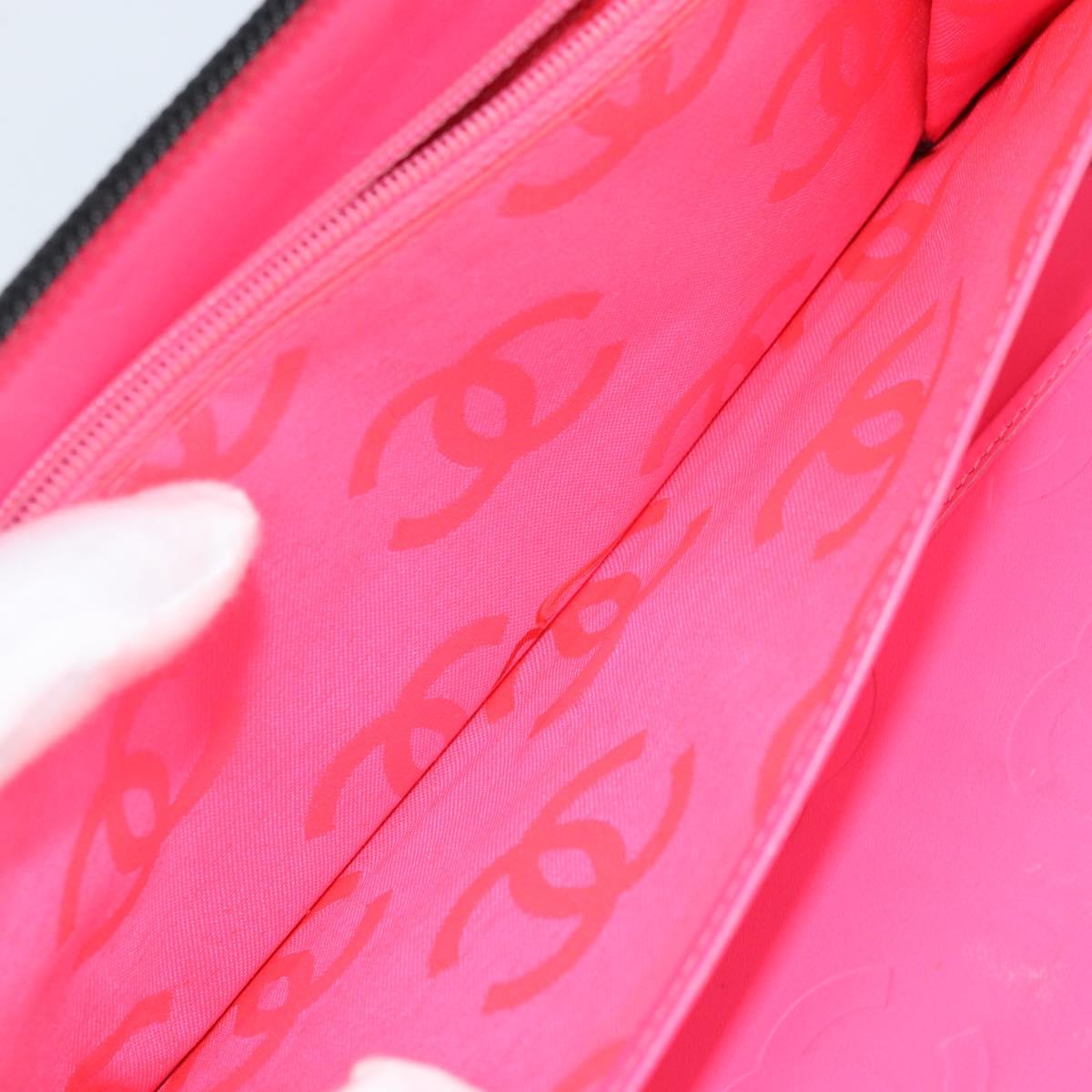 CHANEL Cambon Line Organizer Long Wallet Leather Black Silver CC Auth 133227