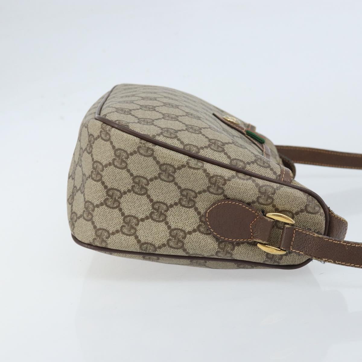 GUCCI GG Supreme Web Sherry Line Bag PVC Beige Gold 89 02 077 Auth 133234