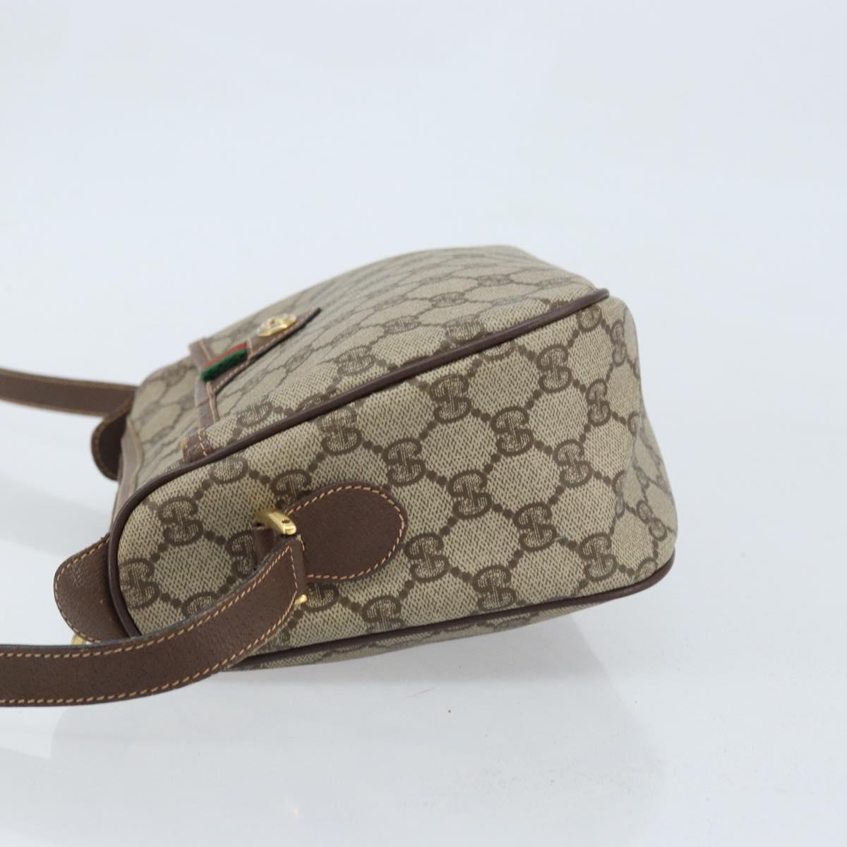 GUCCI GG Supreme Web Sherry Line Bag PVC Beige Gold 89 02 077 Auth 133234