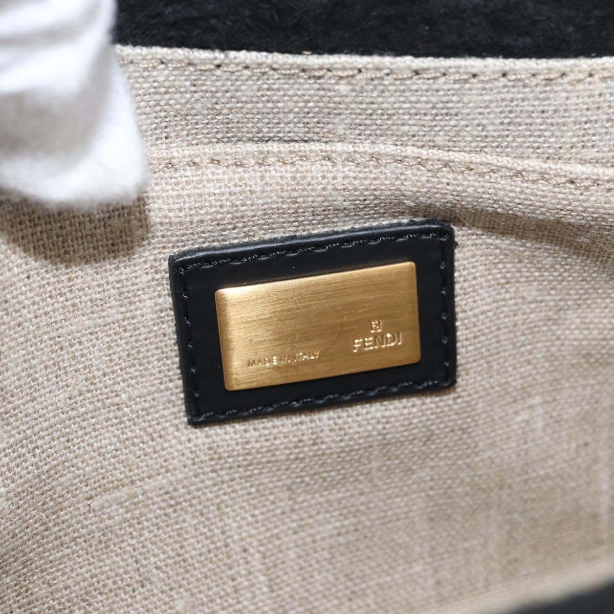 FENDI Shoulder Bag Leather Fabric Multicolor Gold Auth 133235SAM