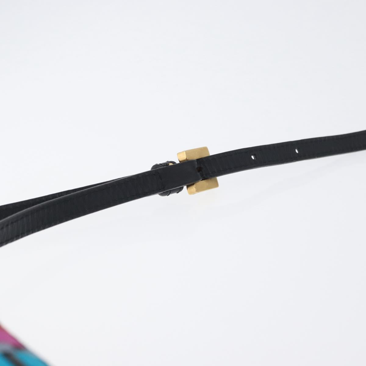 FENDI Shoulder Bag Leather Fabric Multicolor Gold Auth 133235SAM