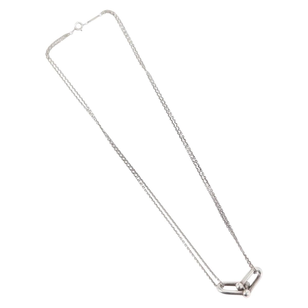 TIFFANY&Co. Hardware Double Link Necklace Ag925 Silver Auth 133241SAM