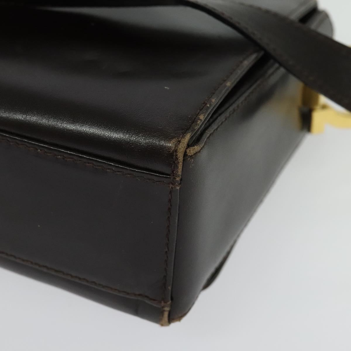 Salvatore Ferragamo Gancini Shoulder Bag Leather Brown Gold Auth 133270