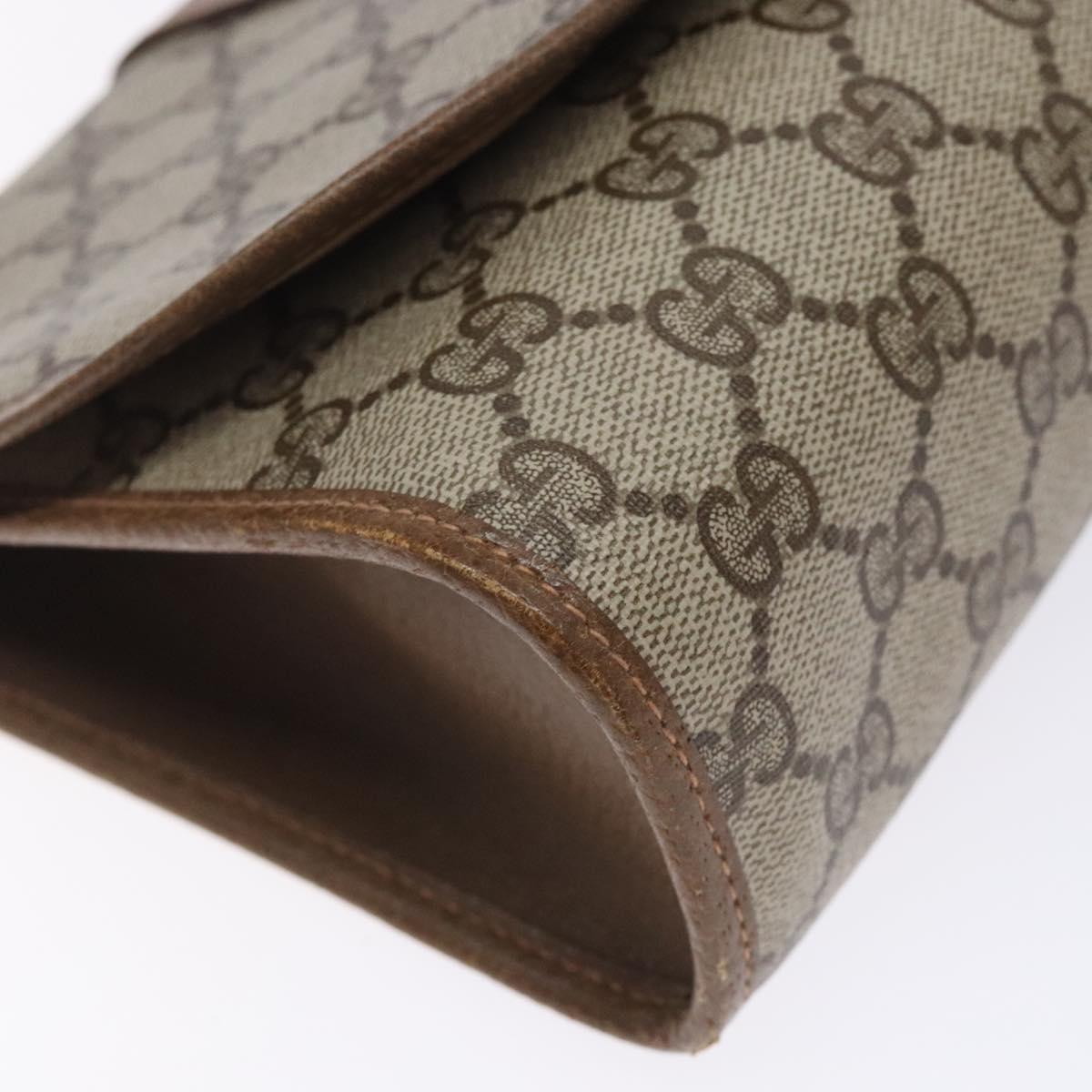 GUCCI GG Supreme Web Sherry Line Clutch Bag PVC Beige Gold 89 01 030 Auth 133273