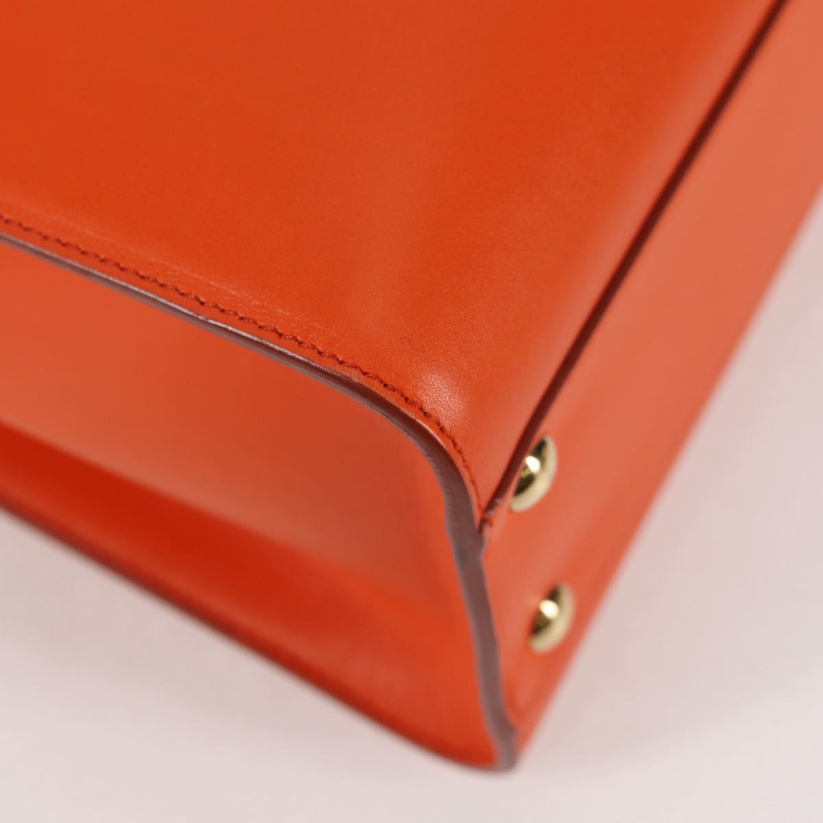 Salvatore Ferragamo Gancini Hand Bag Leather Orange Gold Auth 133276V