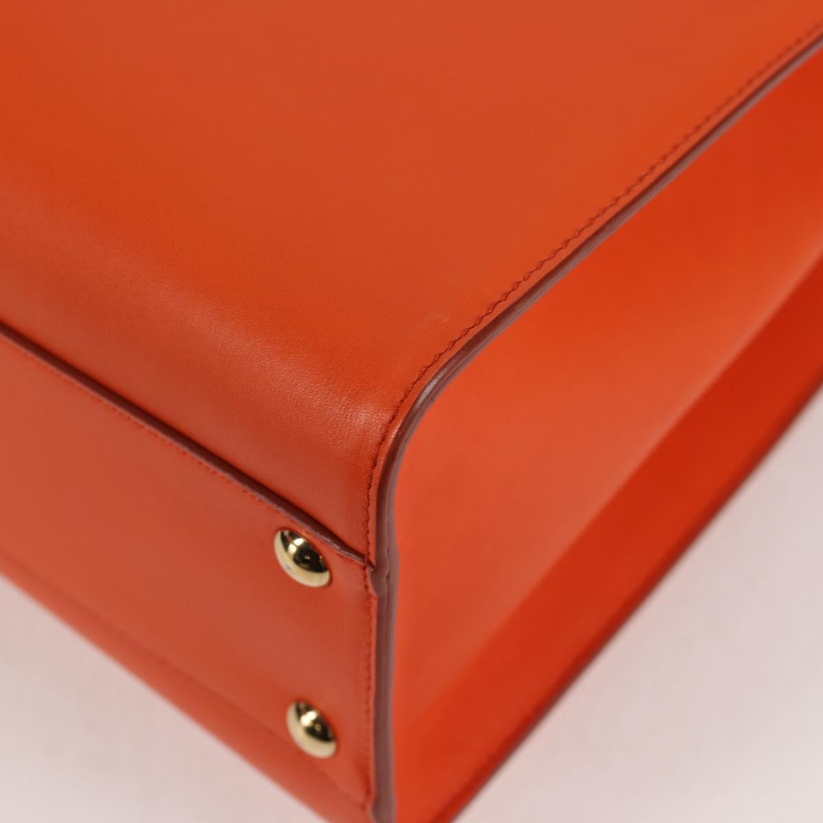 Salvatore Ferragamo Gancini Hand Bag Leather Orange Gold Auth 133276V