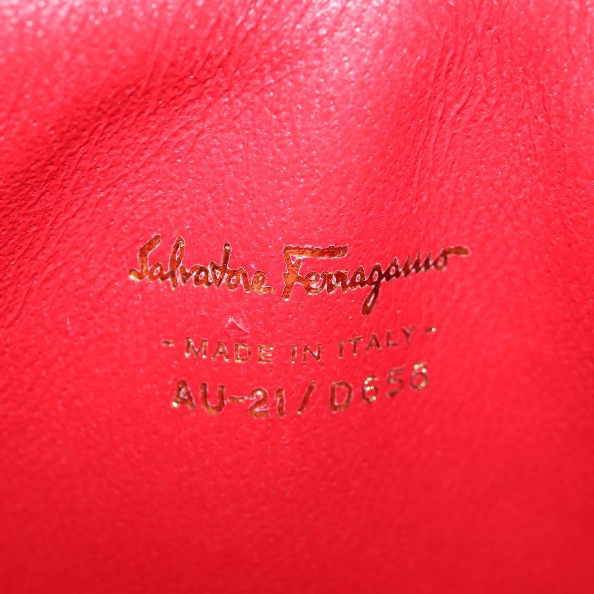 Salvatore Ferragamo Gancini Hand Bag Leather Orange Gold Auth 133276V
