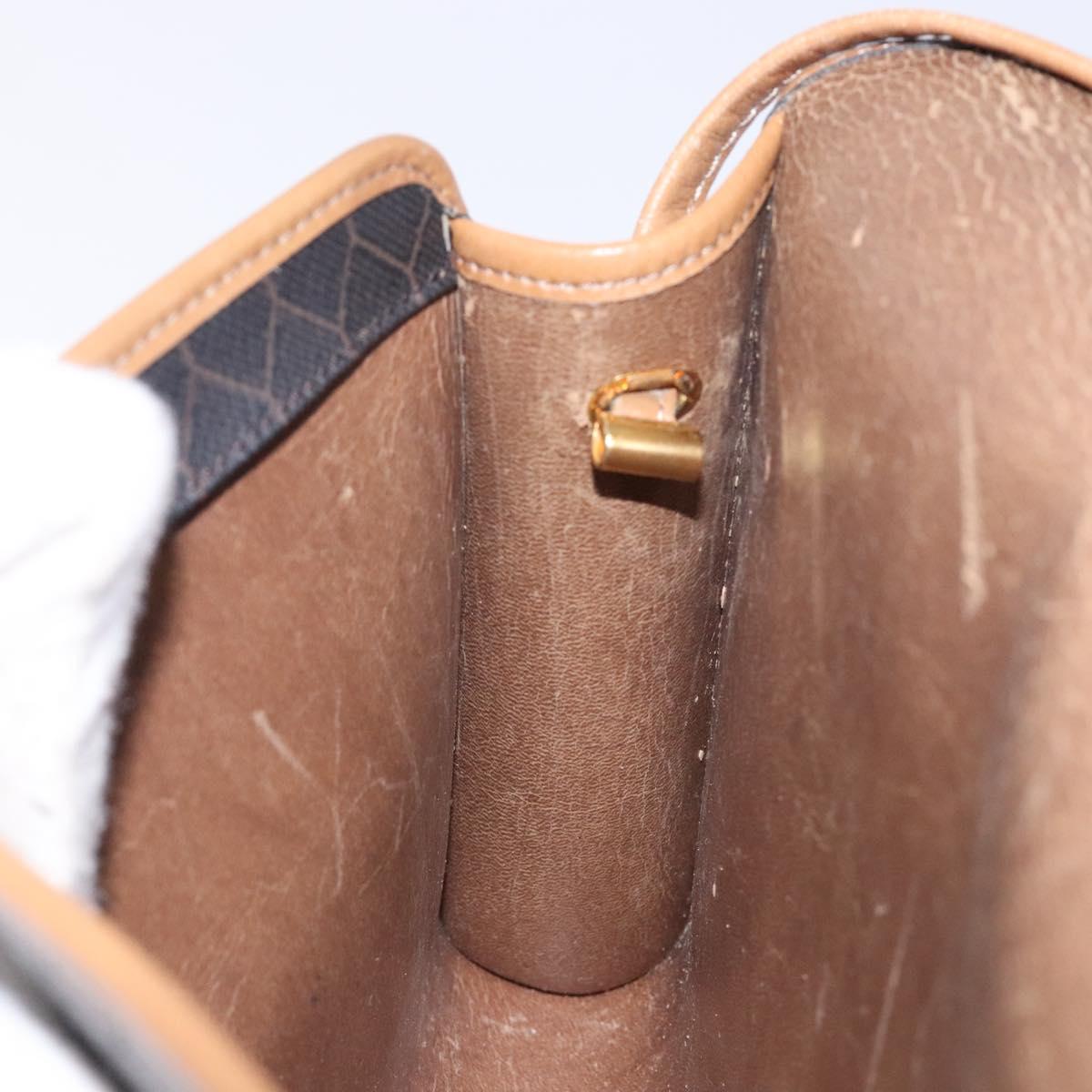 Christian Dior Honeycomb Canvas Shoulder Bag PVC Black Gold Auth 133279