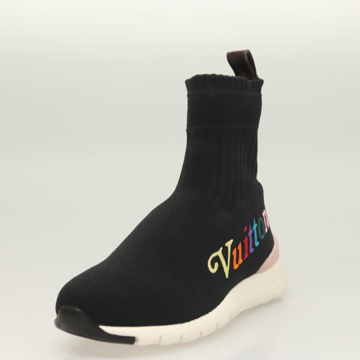 LOUIS VUITTON After Game Socks Sneakers Cotton Black LV Auth 133282