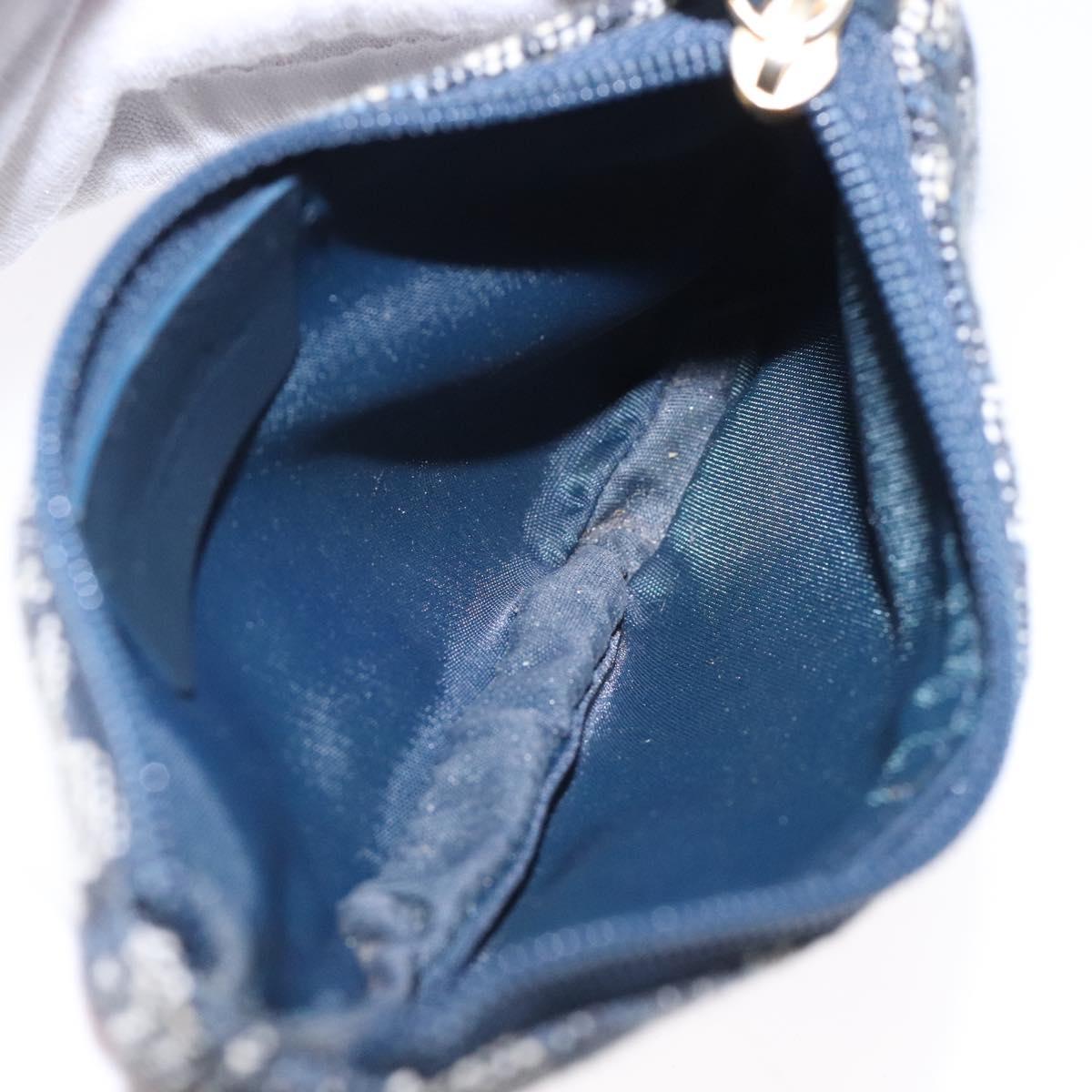 Christian Dior Trotter Canvas Saddle Coin Purse Navy Gold Auth 133288