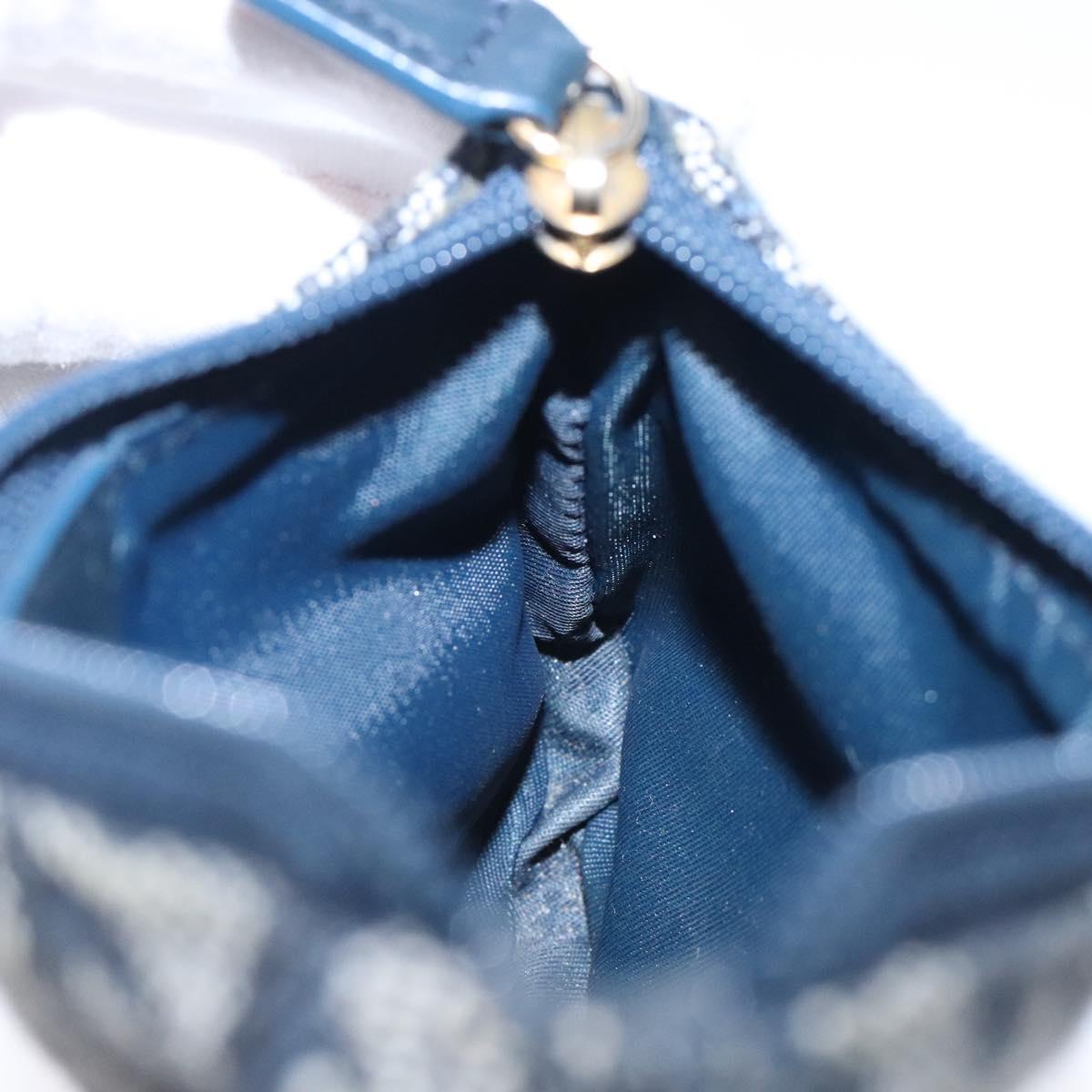Christian Dior Trotter Canvas Saddle Coin Purse Navy Gold Auth 133288