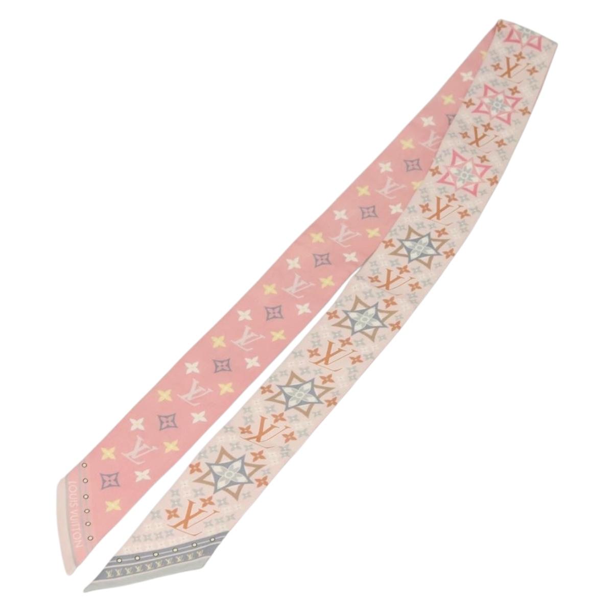LOUIS VUITTON Bando BB Flowers Forever Scarf Silk Pink M77683 LV Auth 133297