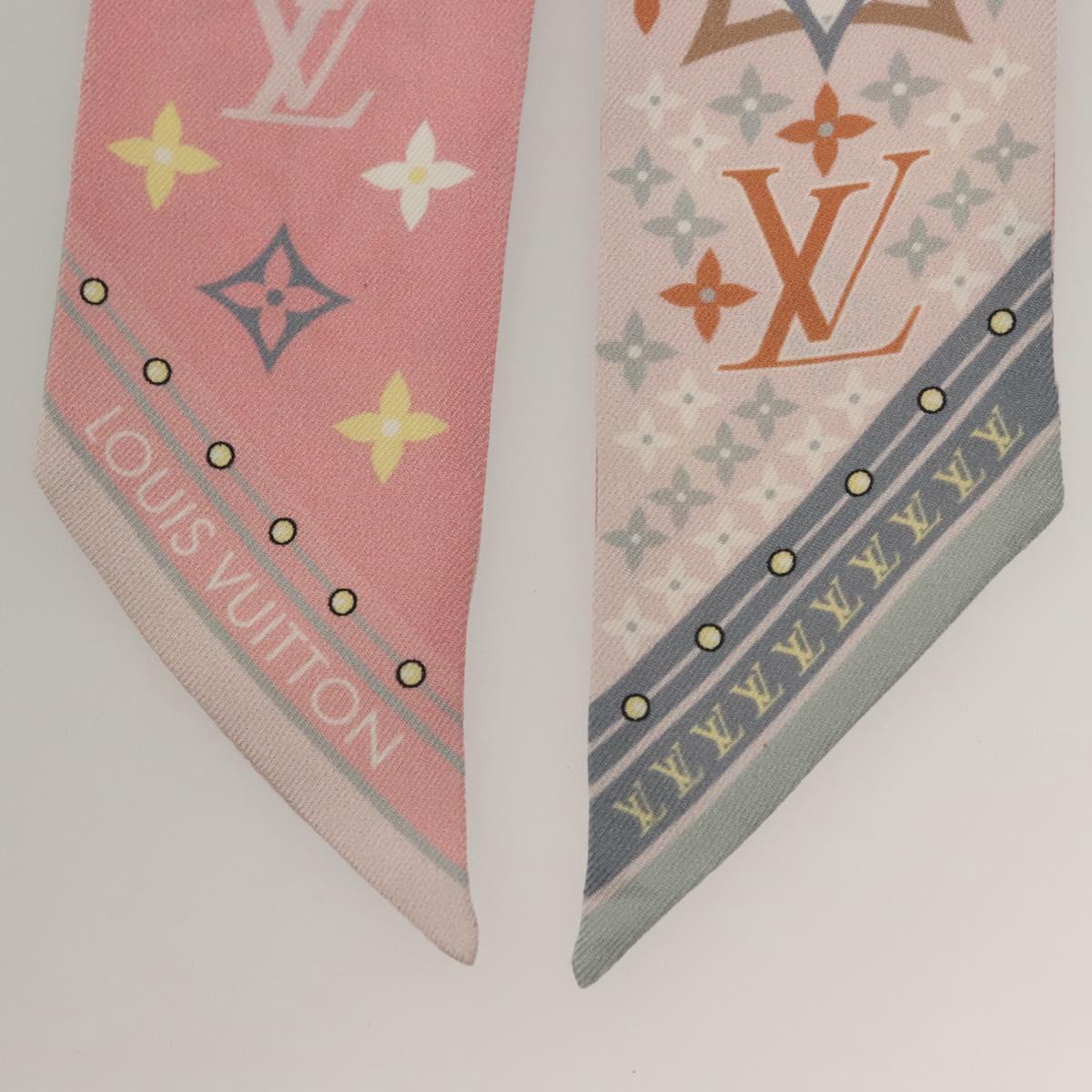 LOUIS VUITTON Bando BB Flowers Forever Scarf Silk Pink M77683 LV Auth 133297