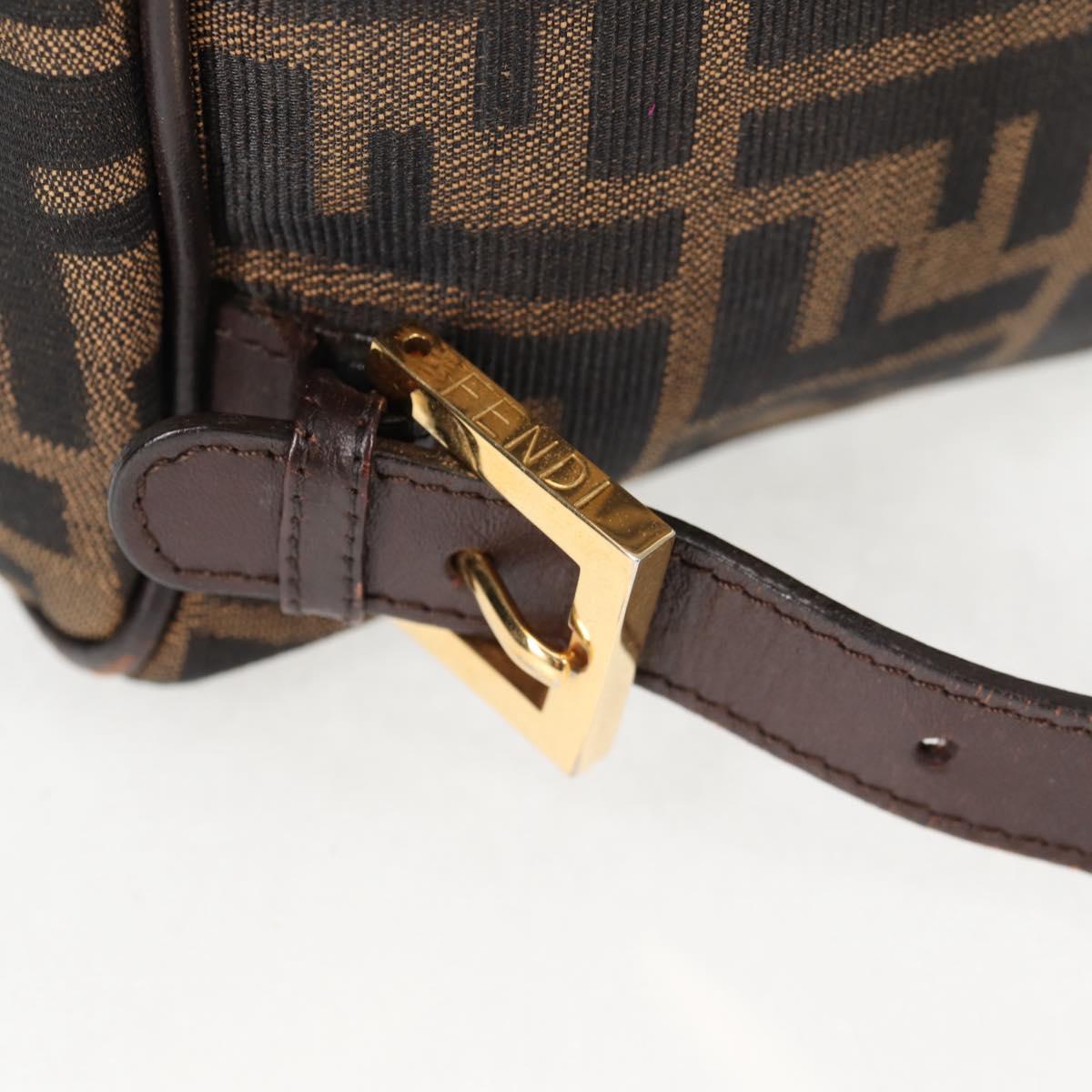 FENDI Zucca Canvas Backpack Black Brown gold Auth 133306