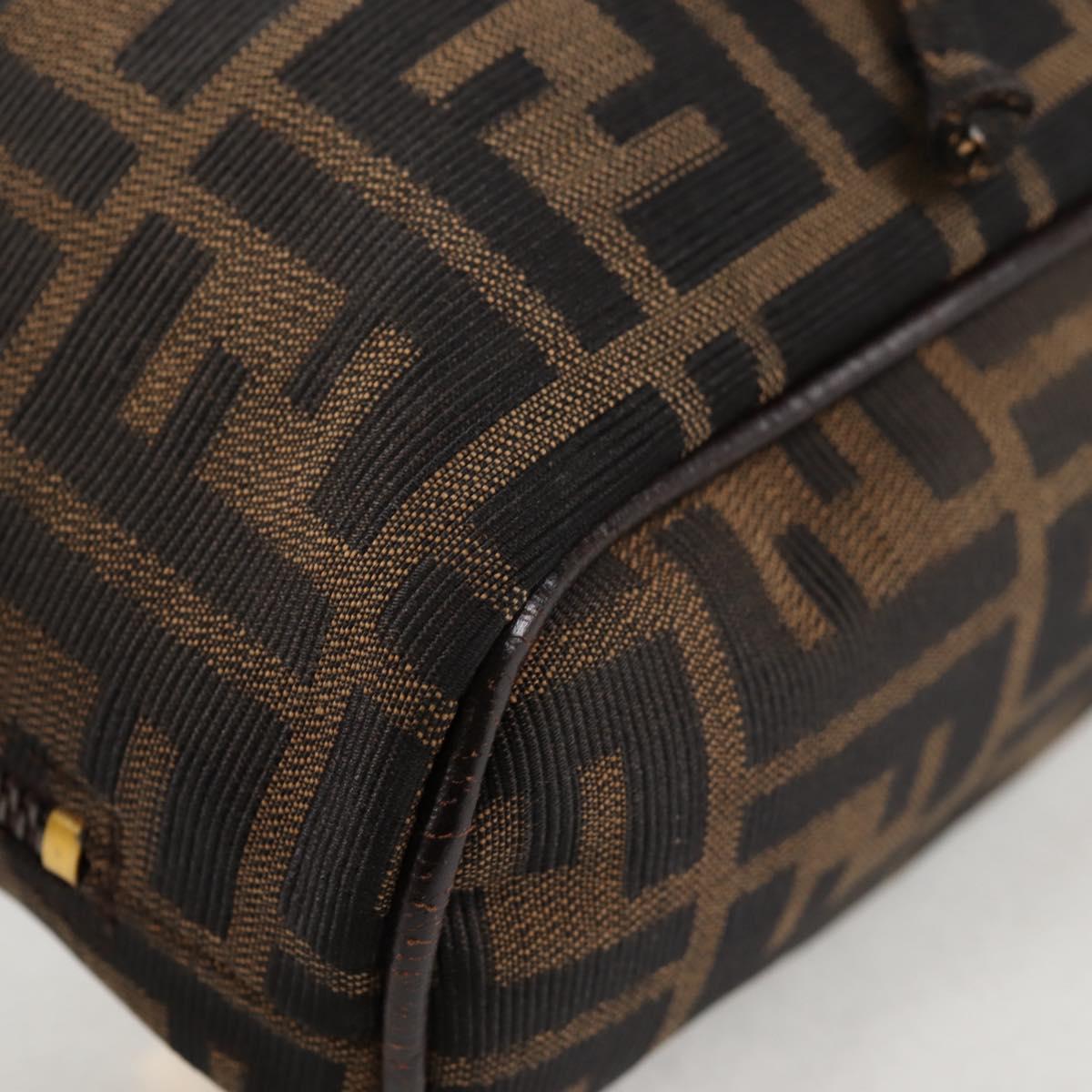 FENDI Zucca Canvas Backpack Black Brown gold Auth 133306