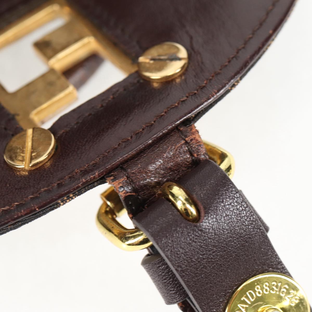 FENDI Zucca Canvas Backpack Black Brown gold Auth 133306