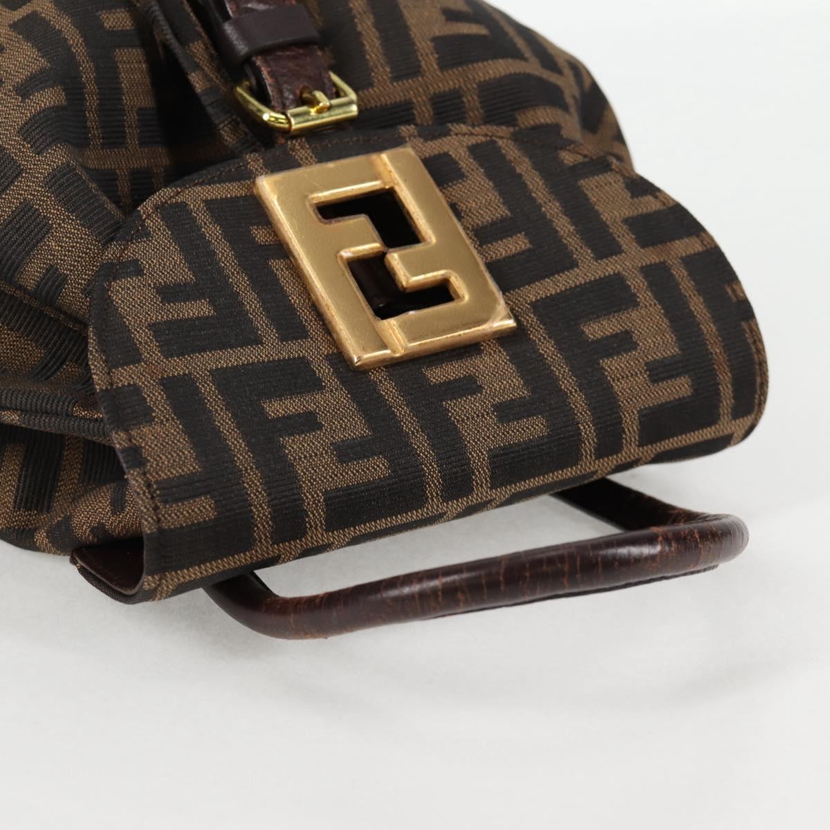 FENDI Zucca Canvas Backpack Black Brown gold Auth 133306