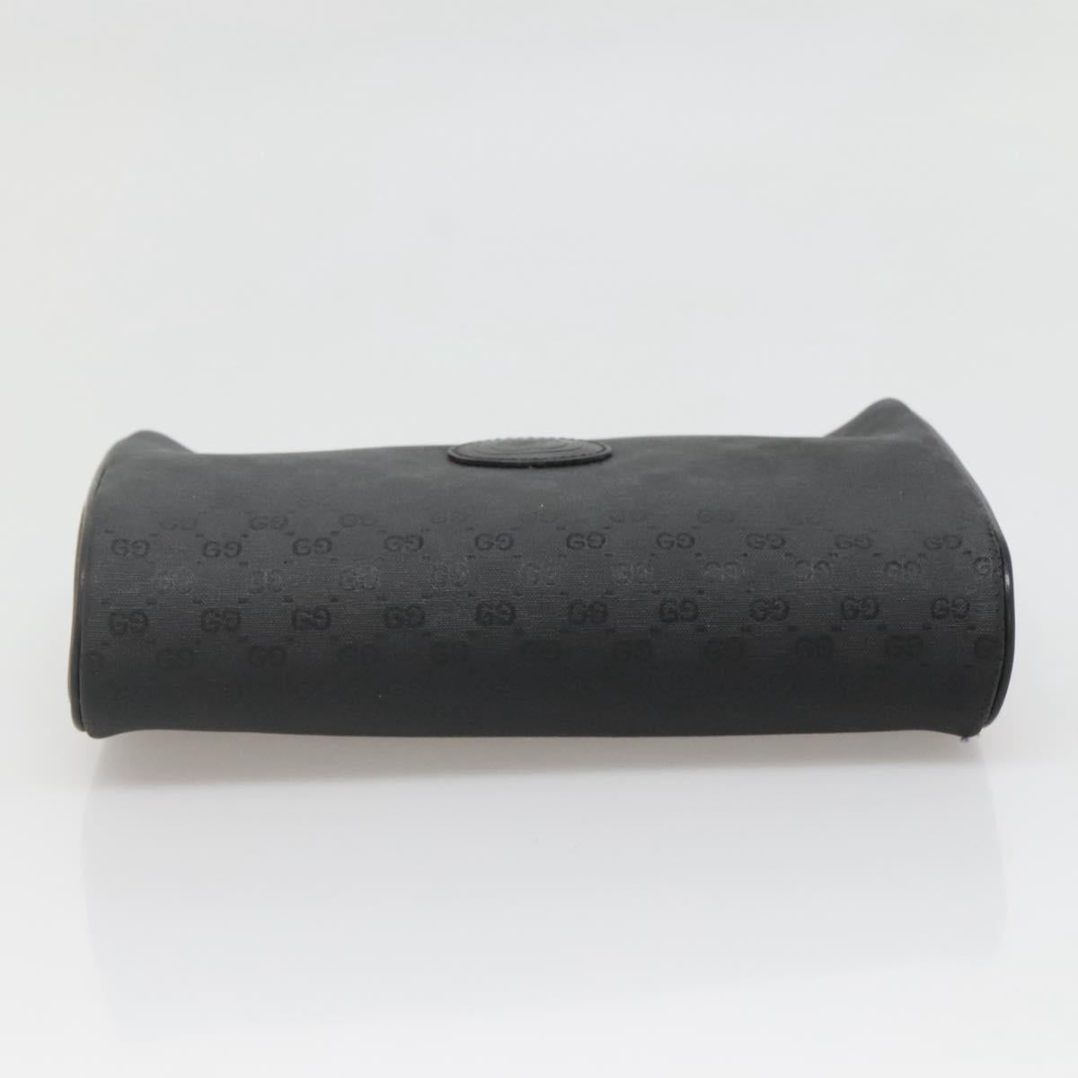 GUCCI Micro GG Supreme Pouch PVC Black Gold Auth 133307