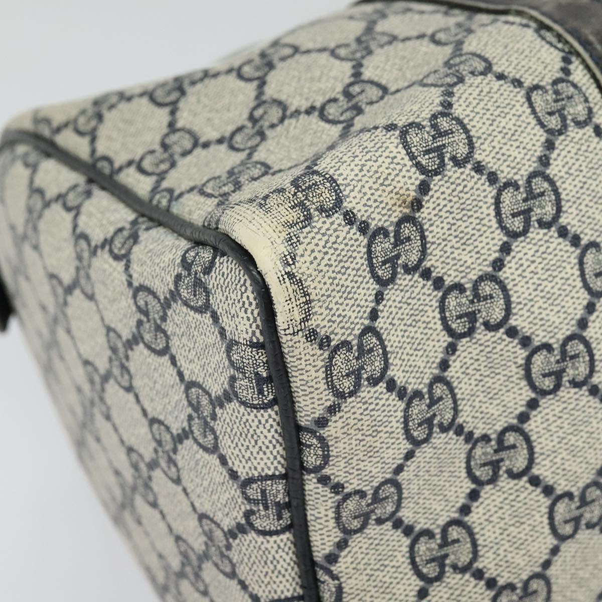 GUCCI GG Supreme Sherry Line Boston Bag PVC Navy Gold 24 012 3842 Auth 133308