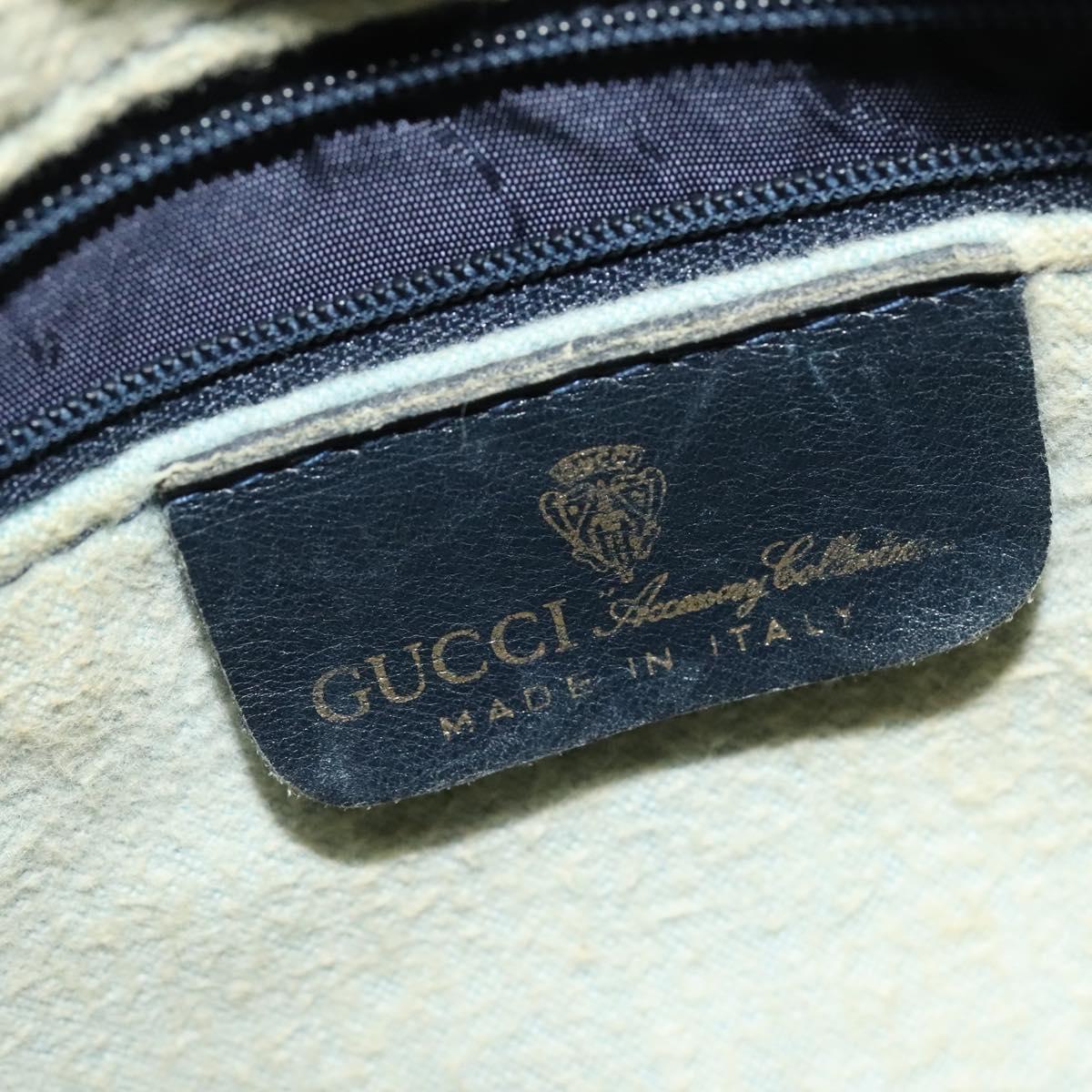 GUCCI GG Supreme Sherry Line Boston Bag PVC Navy Gold 24 012 3842 Auth 133308