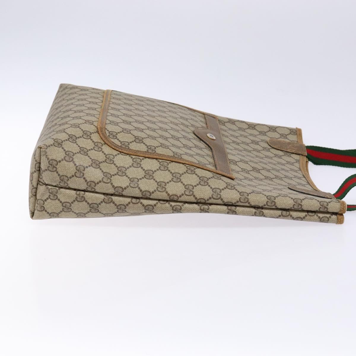 GUCCI GG Supreme Web Sherry Line Tote Bag PVC Beige 39 02 003 Auth 133314