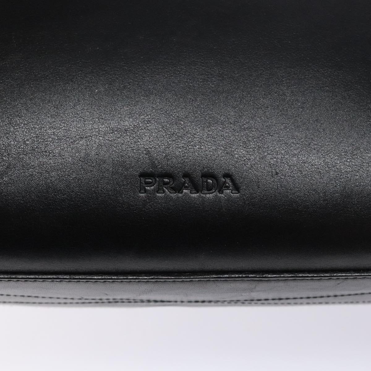PRADA Hand Bag Leather Black Auth 133317