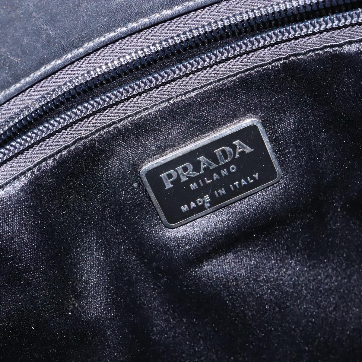 PRADA Hand Bag Leather Black Auth 133317