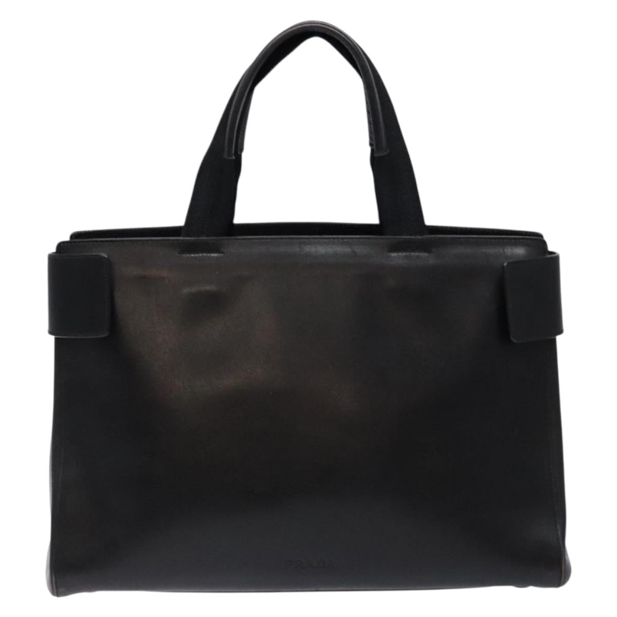 PRADA Hand Bag Leather Black Auth 133317