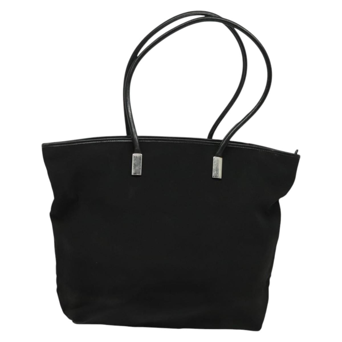 GUCCI Tote Bag Canvas Black Silver 002 2123 0456 Auth 133320