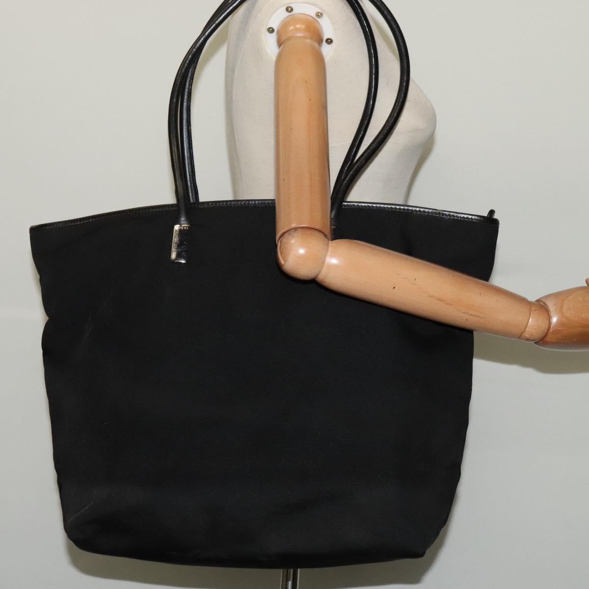 GUCCI Tote Bag Canvas Black Silver 002 2123 0456 Auth 133320