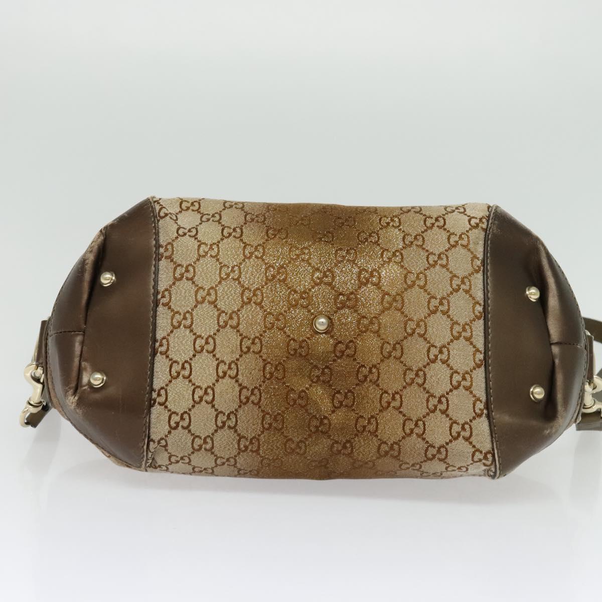 GUCCI Heart Bit GG Canvas Hand Bag 2way Brown Gold 269955 Auth 133323