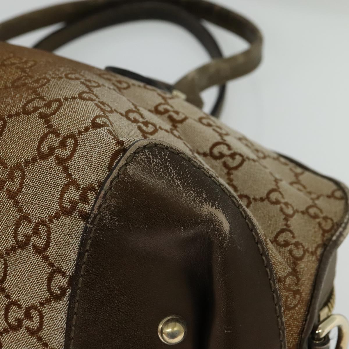 GUCCI Heart Bit GG Canvas Hand Bag 2way Brown Gold 269955 Auth 133323