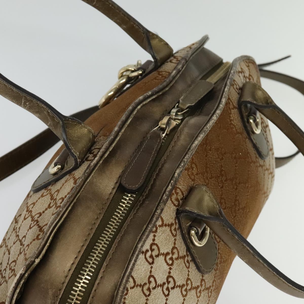 GUCCI Heart Bit GG Canvas Hand Bag 2way Brown Gold 269955 Auth 133323