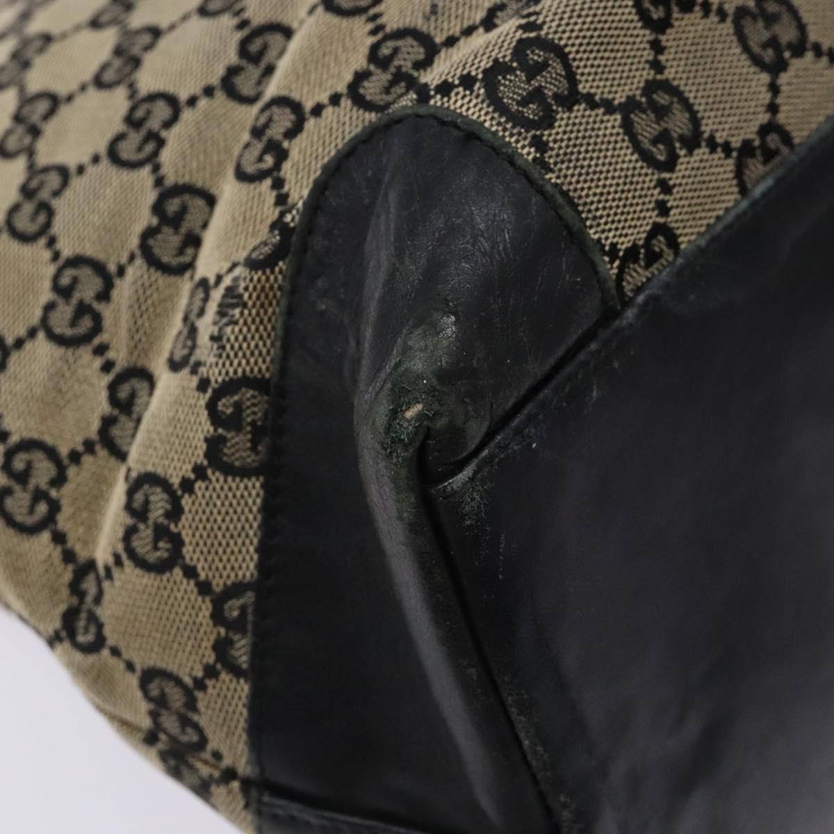 GUCCI GG Canvas Tote Bag Beige Black 002 1121 Auth 133325