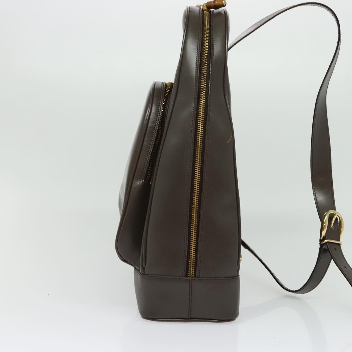 GUCCI Bamboo Body Bag Leather Brown Gold 003 3444 0027 Auth 133328
