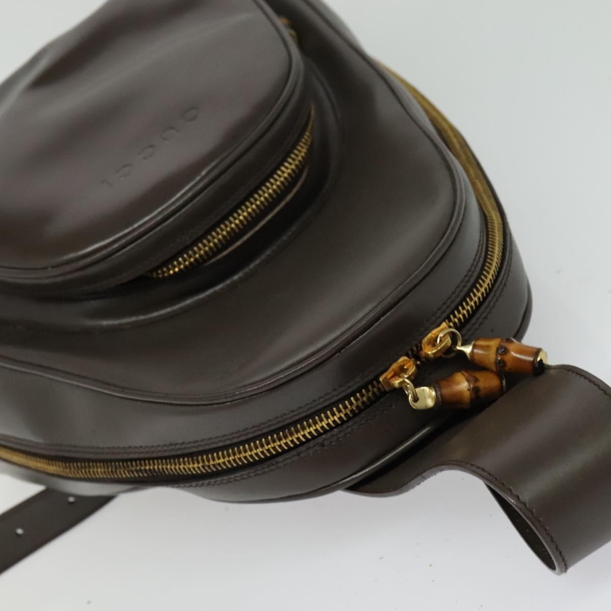 GUCCI Bamboo Body Bag Leather Brown Gold 003 3444 0027 Auth 133328