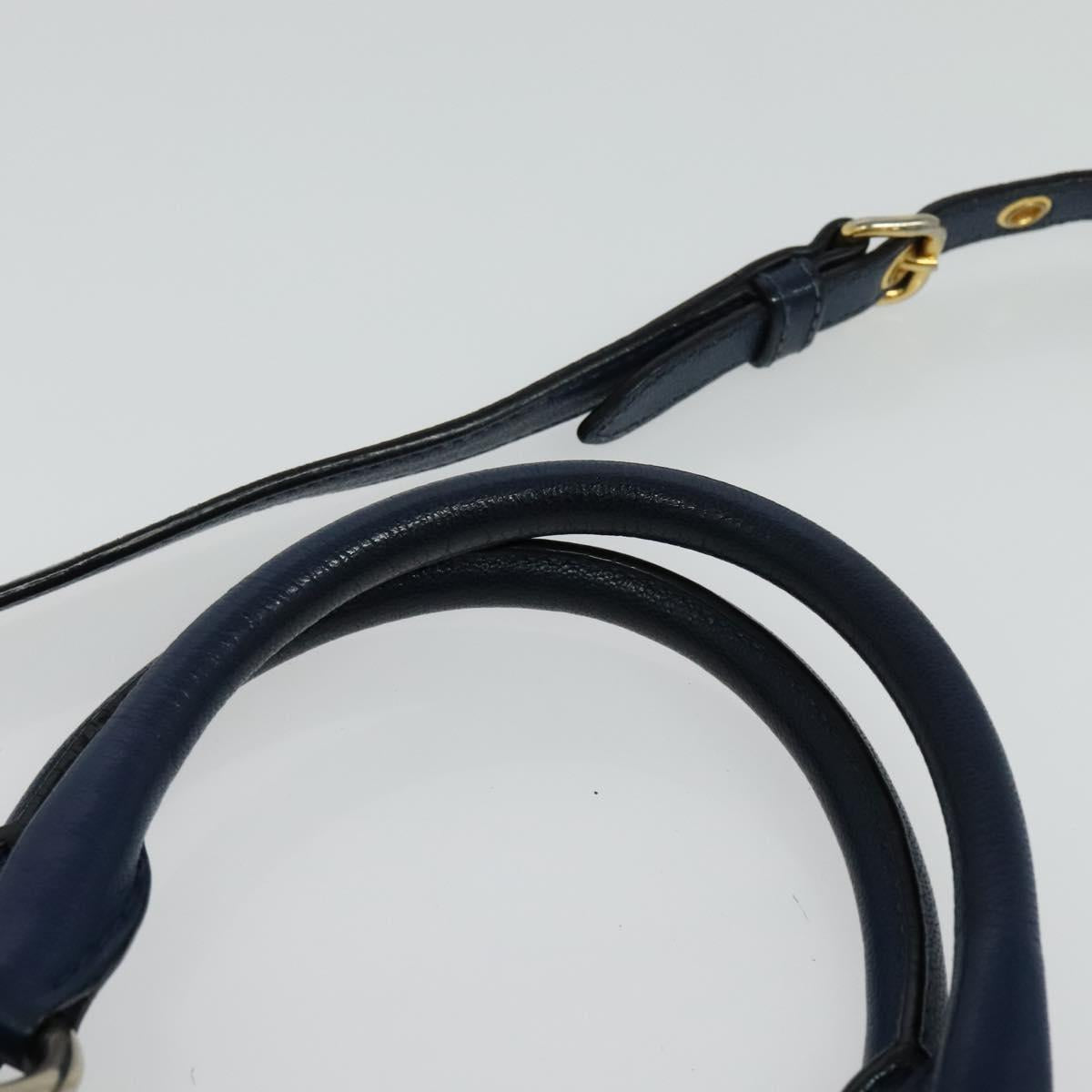 Miu Miu Hand Bag Leather 2way Blue Gold Auth 133346