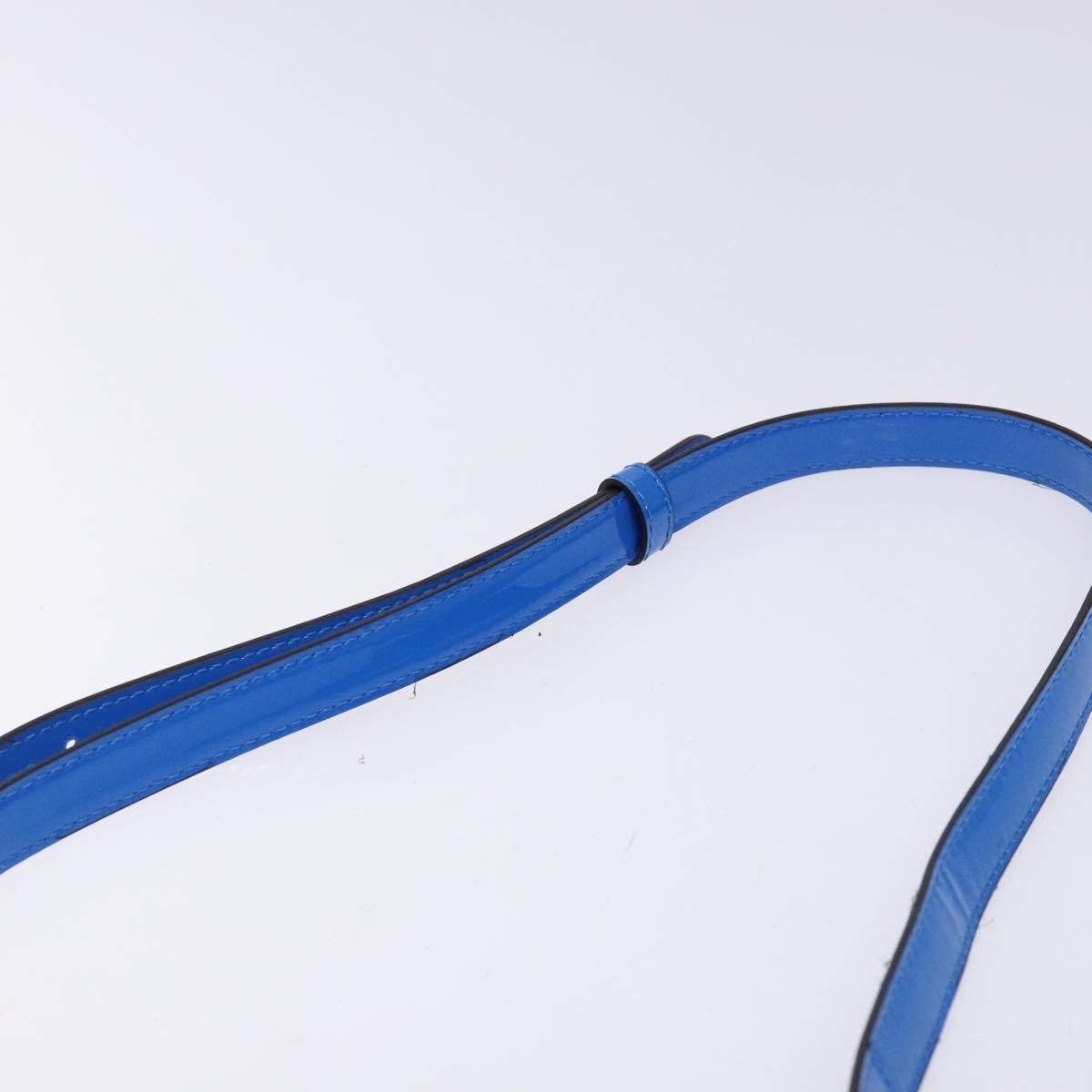 FENDI Curligraphy Shoulder Bag Patent leather Blue Auth 133349