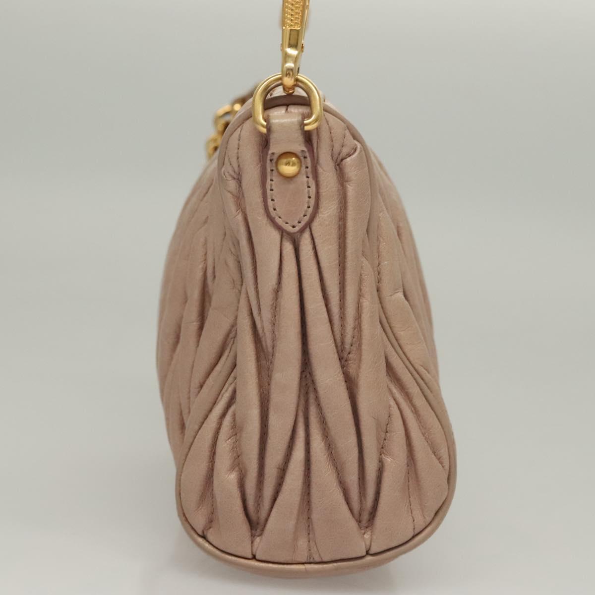 Miu Miu Matelasse Shoulder Bag Leather Pink Gold Auth 133370