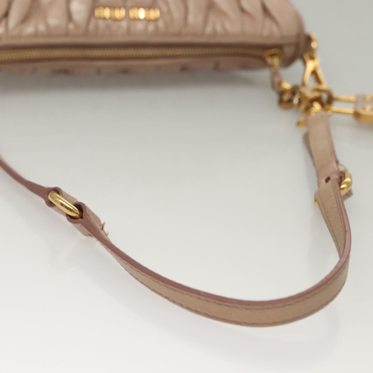 Miu Miu Matelasse Shoulder Bag Leather Pink Gold Auth 133370