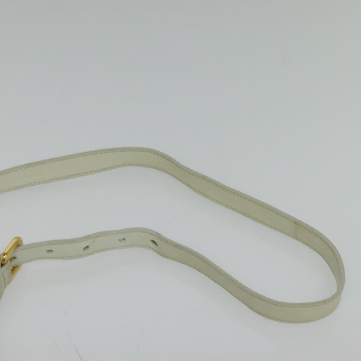 PRADA Hand Bag Leather 2way White Gold Auth 133371