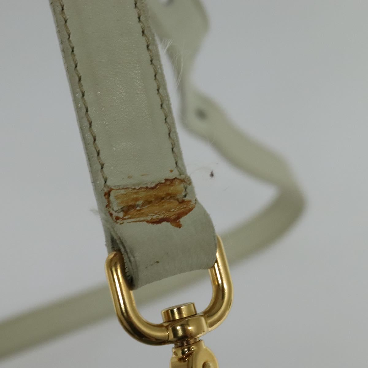 PRADA Hand Bag Leather 2way White Gold Auth 133371