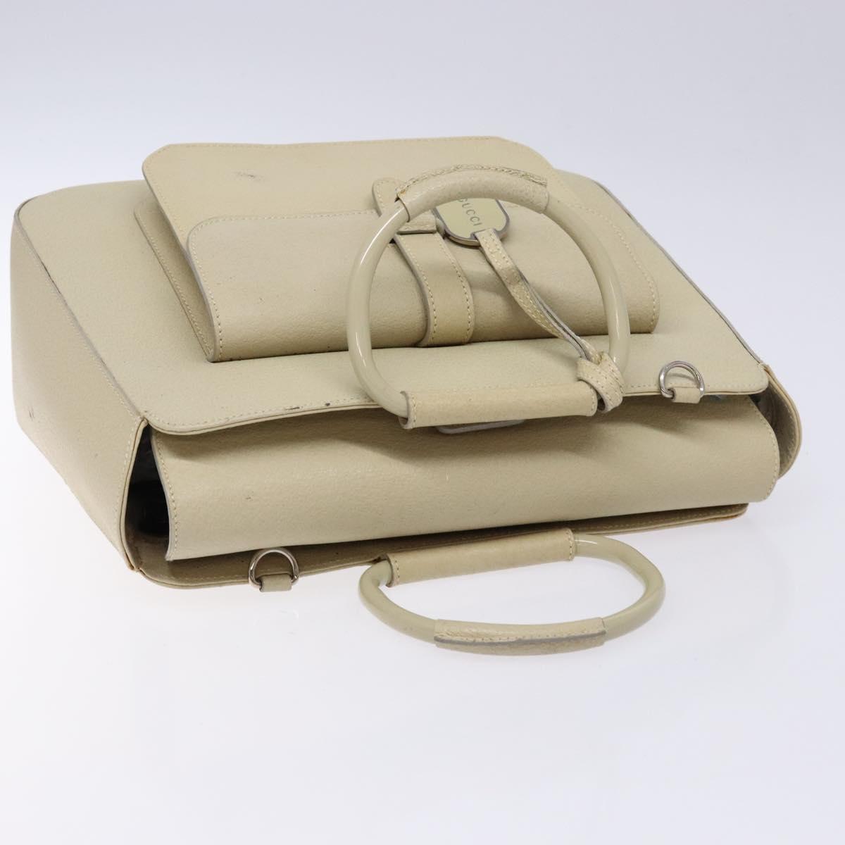 GUCCI Hand Bag Leather Beige 000 2058 0307 5 Auth 133378
