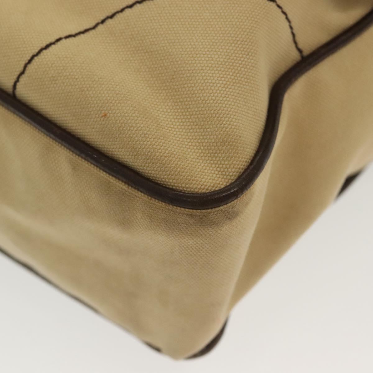 PRADA Shoulder Bag Canvas Beige Silver Auth 133380