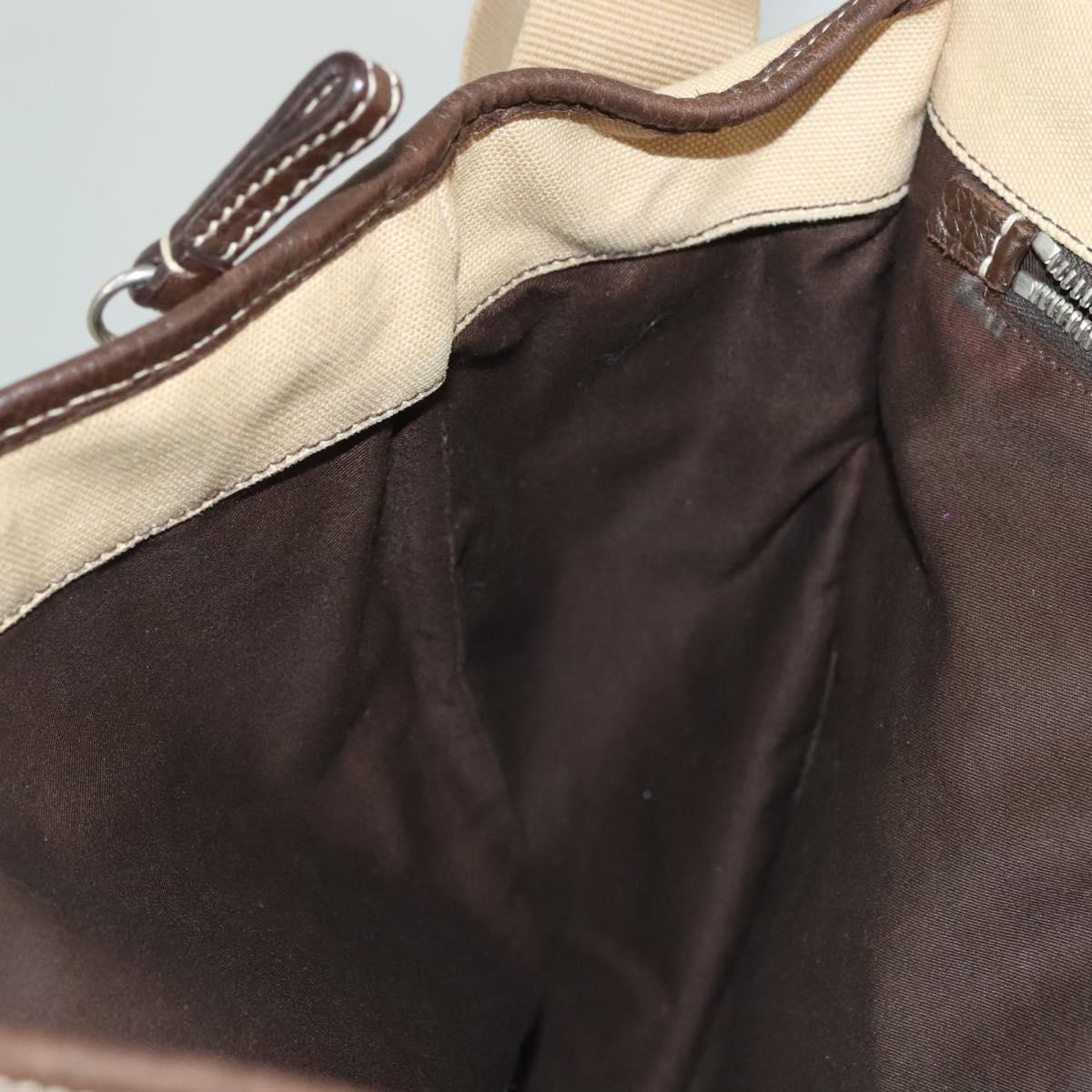 PRADA Shoulder Bag Canvas Beige Silver Auth 133380