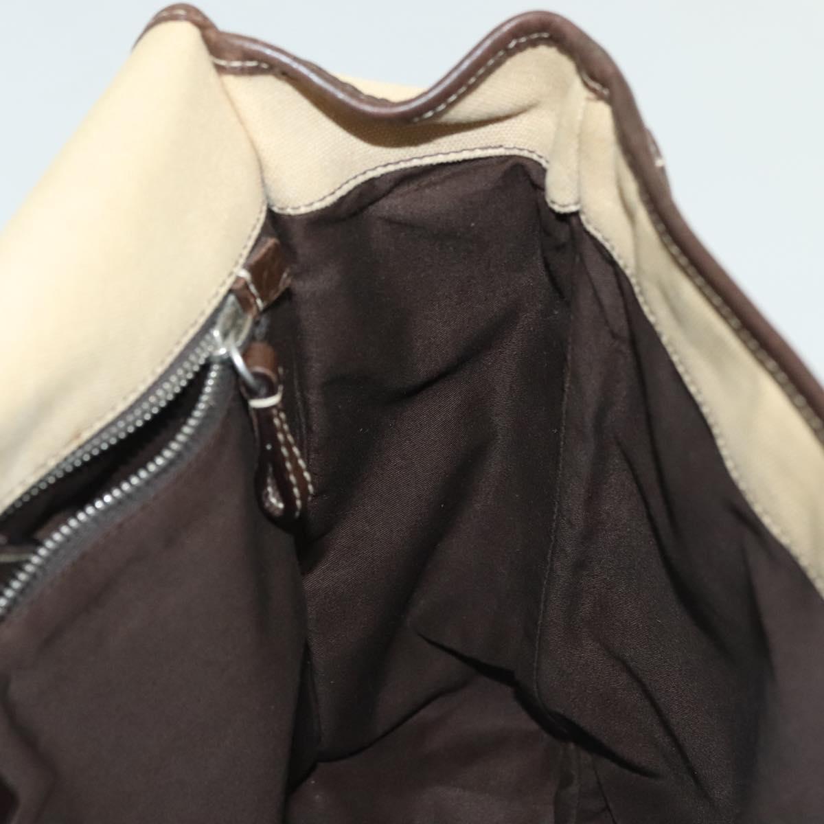 PRADA Shoulder Bag Canvas Beige Silver Auth 133380