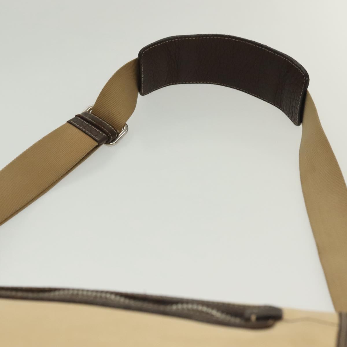 PRADA Shoulder Bag Canvas Beige Silver Auth 133380