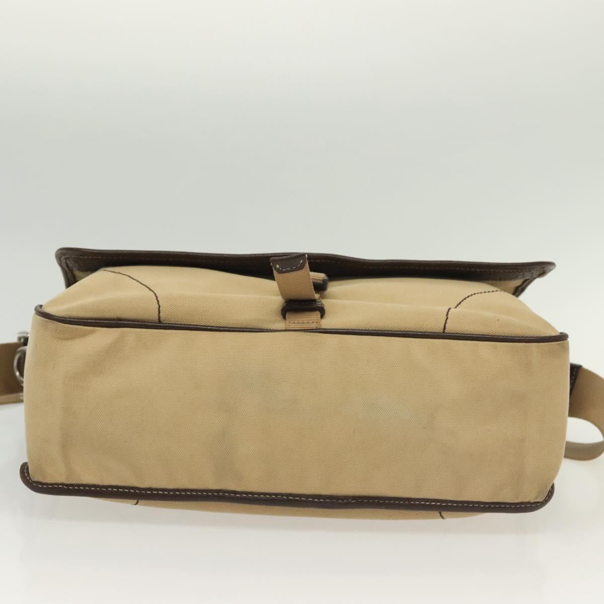 PRADA Shoulder Bag Canvas Beige Silver Auth 133380