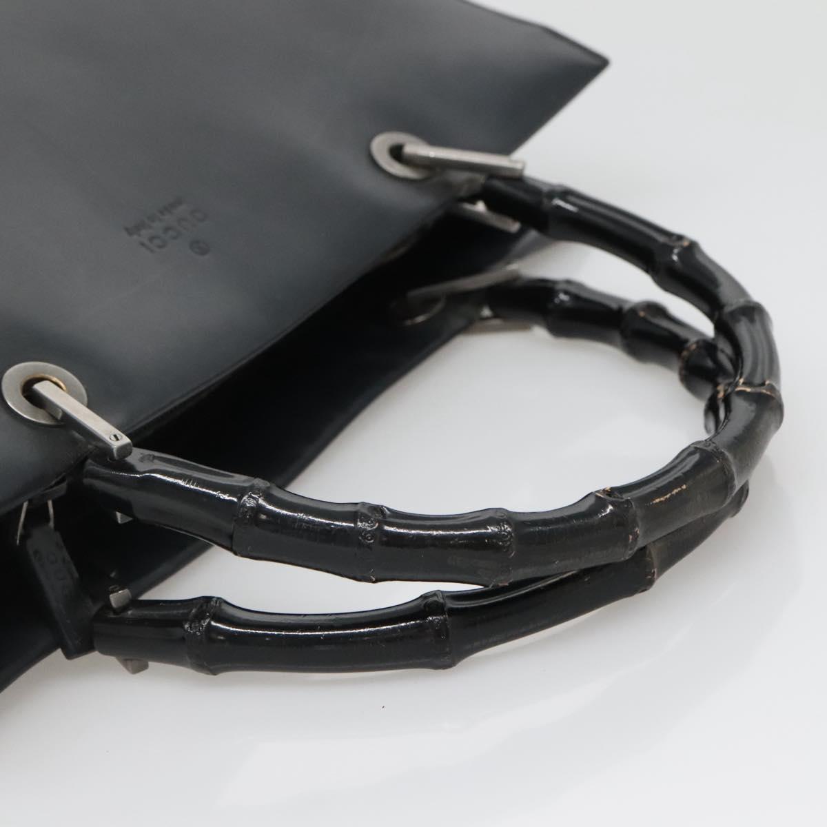 GUCCI Bamboo Hand Bag Leather Black 002 1010 3754 Auth 133382