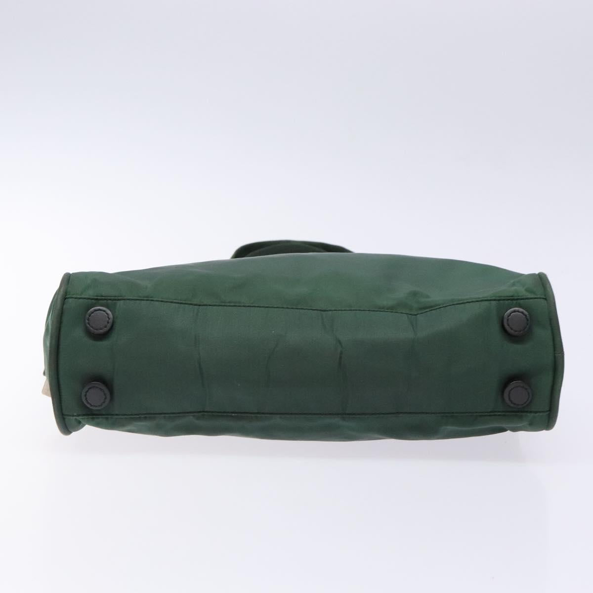 PRADA Hand Bag Nylon Green Gold Auth 133384